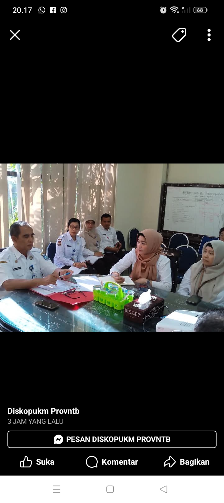 Kepala Dinas Koperasi dan UKM Provinsi NTB, Ahmad Masyhuri, memberikan arahan dalam rapat pembahasan lanjutan terkait penetapan jadwal Diklat Koperasi Desa Kelurahan Merah Putih (KDKMP).
