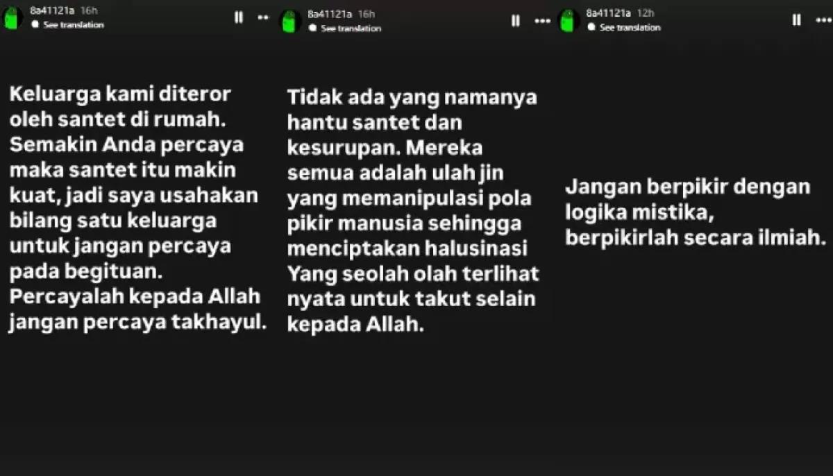 Pengakuan Yudo Sadewa, anak Menkeu Purbaya Yudhi Sadewo soal keluarganya yang kena teror santet. (Instagram @@8a41121a)