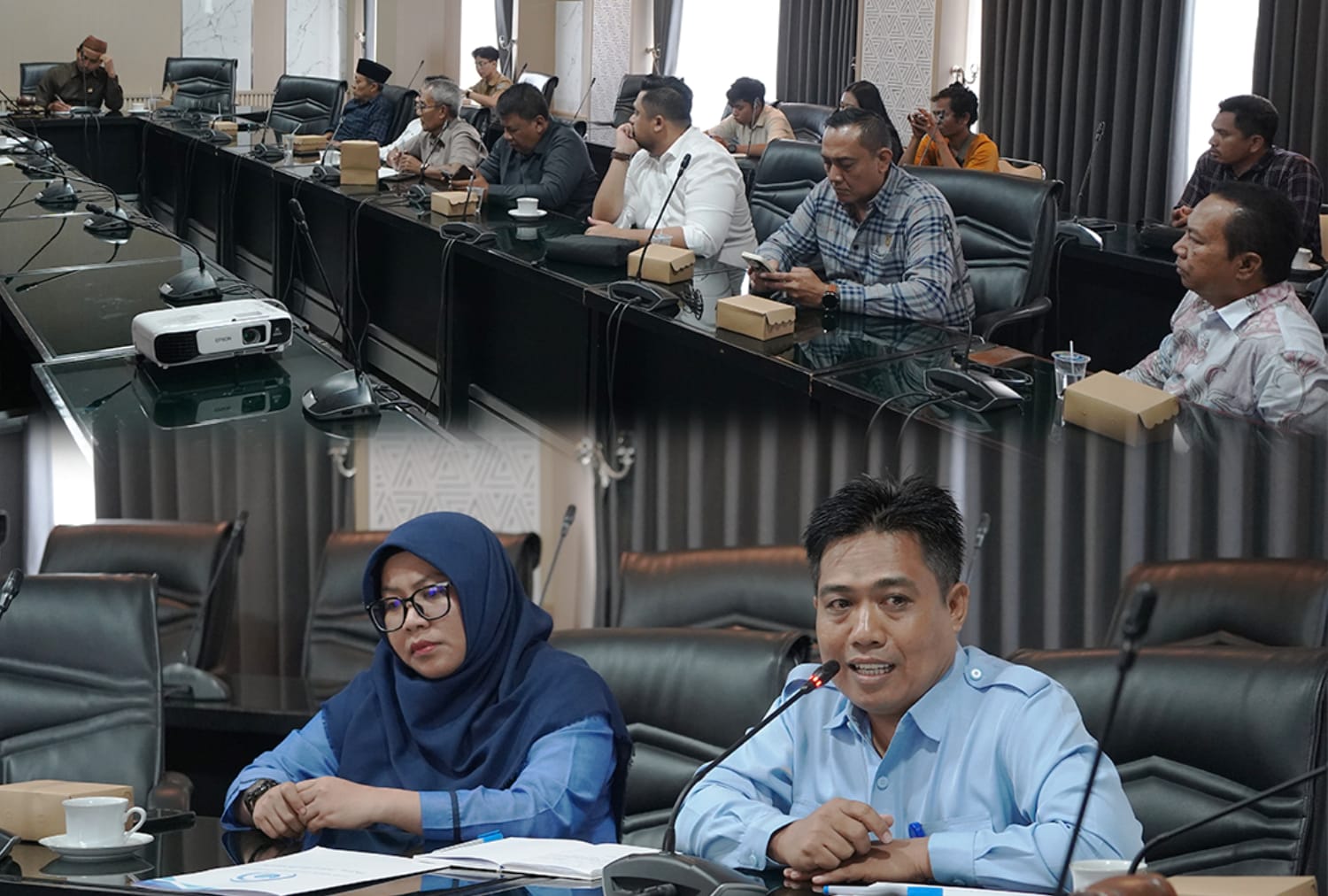 RAPAT: Komisi II DPRD Kota Mataram saat rapat dengan Direksi PT Air Minum Giri Menang, Senin (20/10).