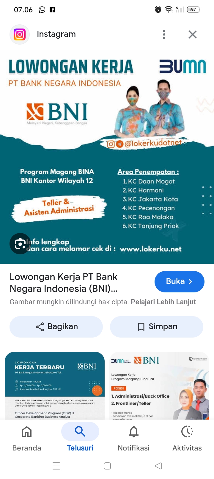 PT Bank Negara Indonesia Persero Tbk atau BNI tengah membuka lowongan kerja dengan persyaratan yang sangat mudah.