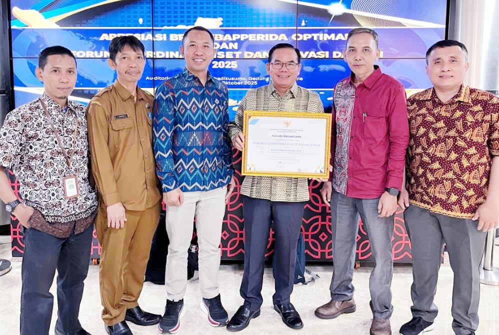 Provinsi NTB berhasil meraih penghargaan pada kategori Peran BRIDA dalam Optimalisasi Potensi dan Penyelesaian Permasalahan Daerah.