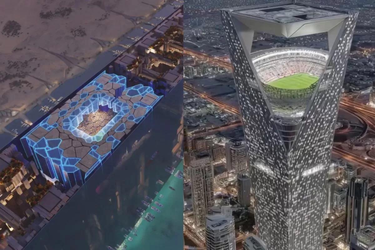 Penampakan rencana pembangunan Stadion NEOM Sky di Arab Saudi. (Construction Review/Majoriti)