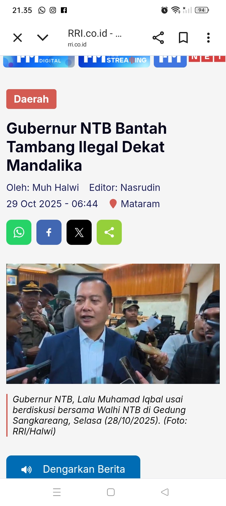 Gubernur Iqbal menegaskan tambang ilegal harus diusut tuntas, di mana pun lokasinya.