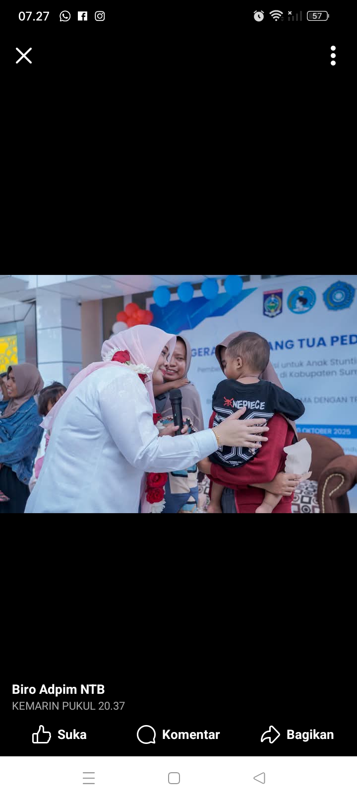 Kunker ke KSB, Wagub NTB Hj Indah Damayanti Putri puji Sumbawa Barat sebagai daerah zona hijau penurunan angka stunting tercepat di NTB.