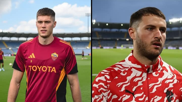 Santiago Gimenez dan Artem Dovbyk, striker AC Milan dan AS Roma yang berpotensi ditukar.