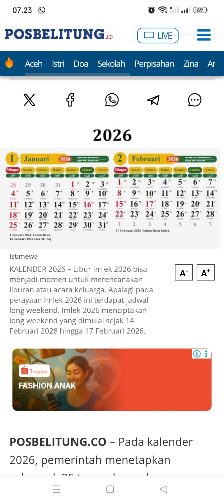 Ketetapan hari libur dan cuti bersama Lebaran 2026 tertuang dalam SKB Menteri Agama, Menteri Ketenagakerjaan.