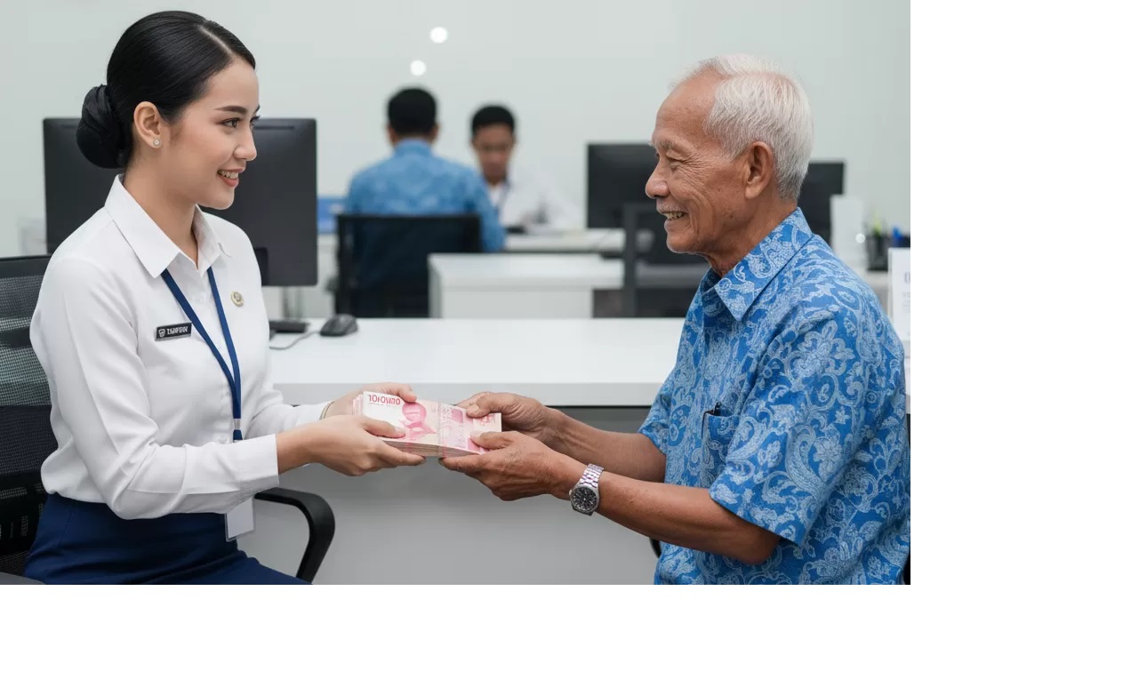 Kabar kenaikan gaji pensiunan PNS 2025 cair akhir November viral, ini klarifikasi resmi pemerintah dan PT Taspen soal pencairan dan regulasinya. (Blitarkawentar/ai gemini).