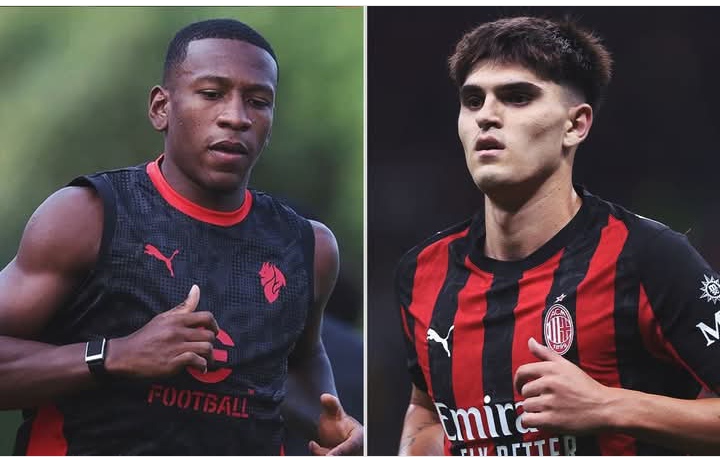 Pervis Estupinan dan Davide Bartesaghi, dua bek sayap kiri AC Milan.
