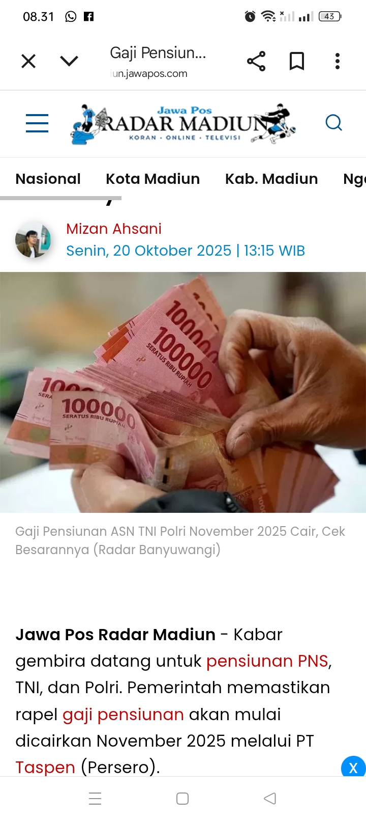 Pemerintah telah menyelesaikan perumusan formula baru upah minimum provinsi (UMP) untuk tahun 2026 dan akan diumumkan tanggal 21 November 2025.