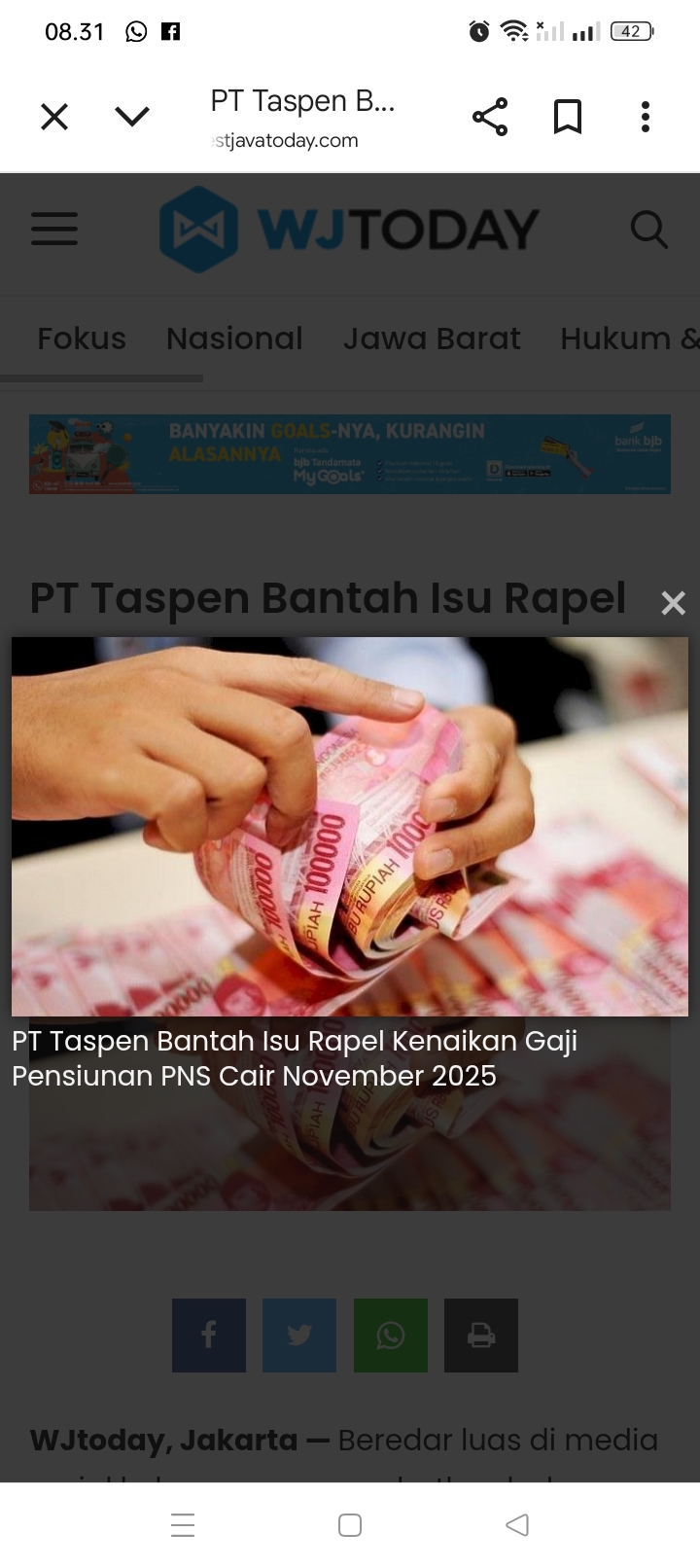 Menurut PT Taspen, hingga saat ini belum ada keputusan resmi dari Pemerintah RI terkait kenaikan gaji pensiunan tahun 2025.