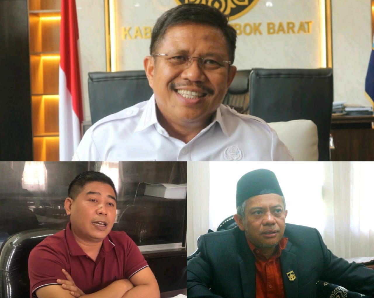 Bupati Lombok Barat Lalu Ahmad Zaini, Wakil Ketua DPRD Abubakar Abdullah, dan Ketua Fraksi PKB Fauzi.