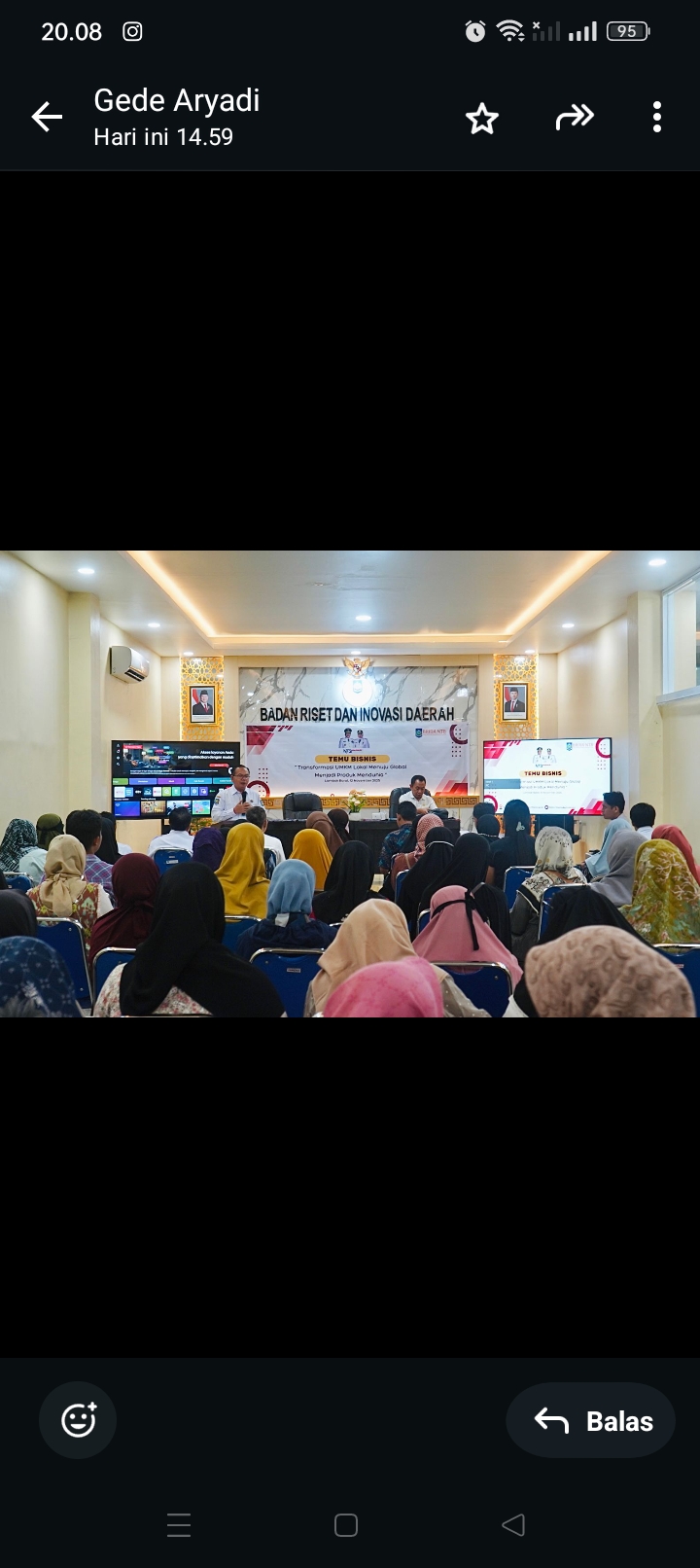BRIDA NTB gelar Temu Bisnis bertema &ldquo;Transformasi UMKM Lokal Menuju Global: Menjadi Produk Mendunia&rdquo; yang berlangsung di Aula BRIDA NTB, Rabu (12/11).