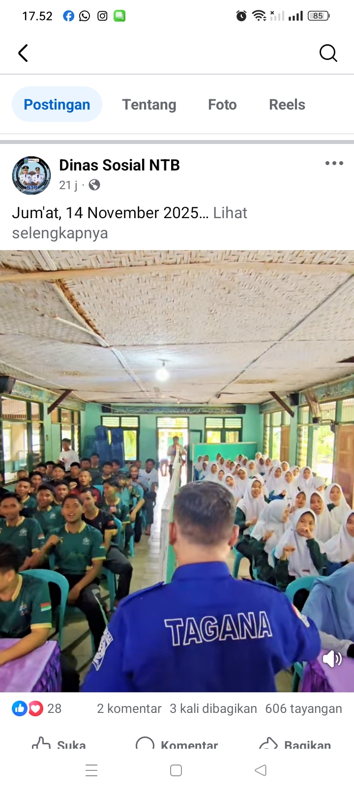 Tim dari Dinas Sosial NTB saat memberikan materi cara penyelamatan disaat terjadi bencana.
