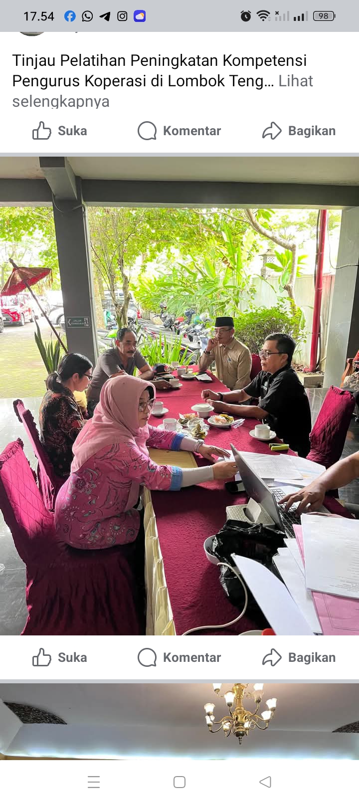 Diskop UKM NTB melakukan peninjauan Pelatihan Peningkatan Kompetensi Pengurus Koperasi di Kabupaten Lombok Tengah Sabtu (15/11).