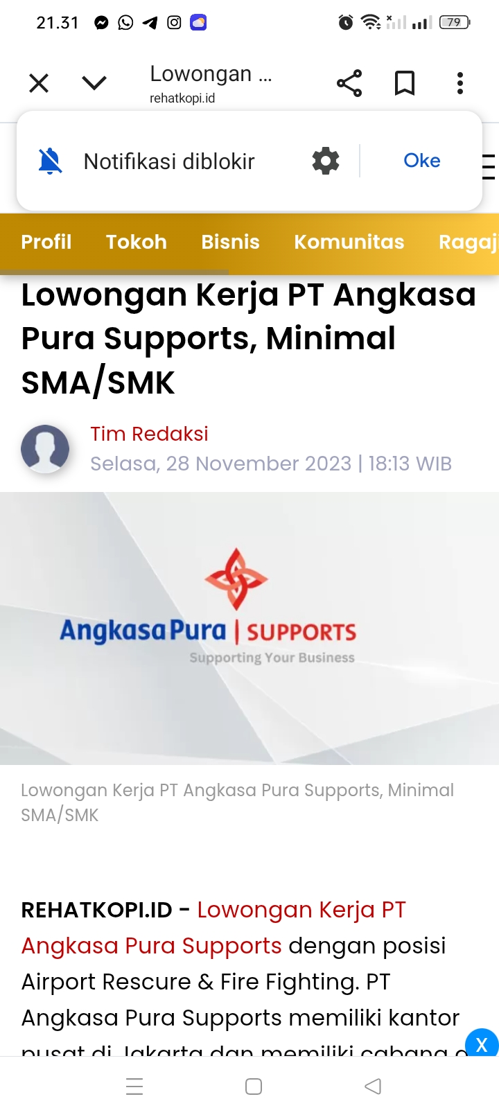 PT Angkasa Pura (AP) Supports membuka lowongan kerja untuk sejumlah posisi pada November 2025.
