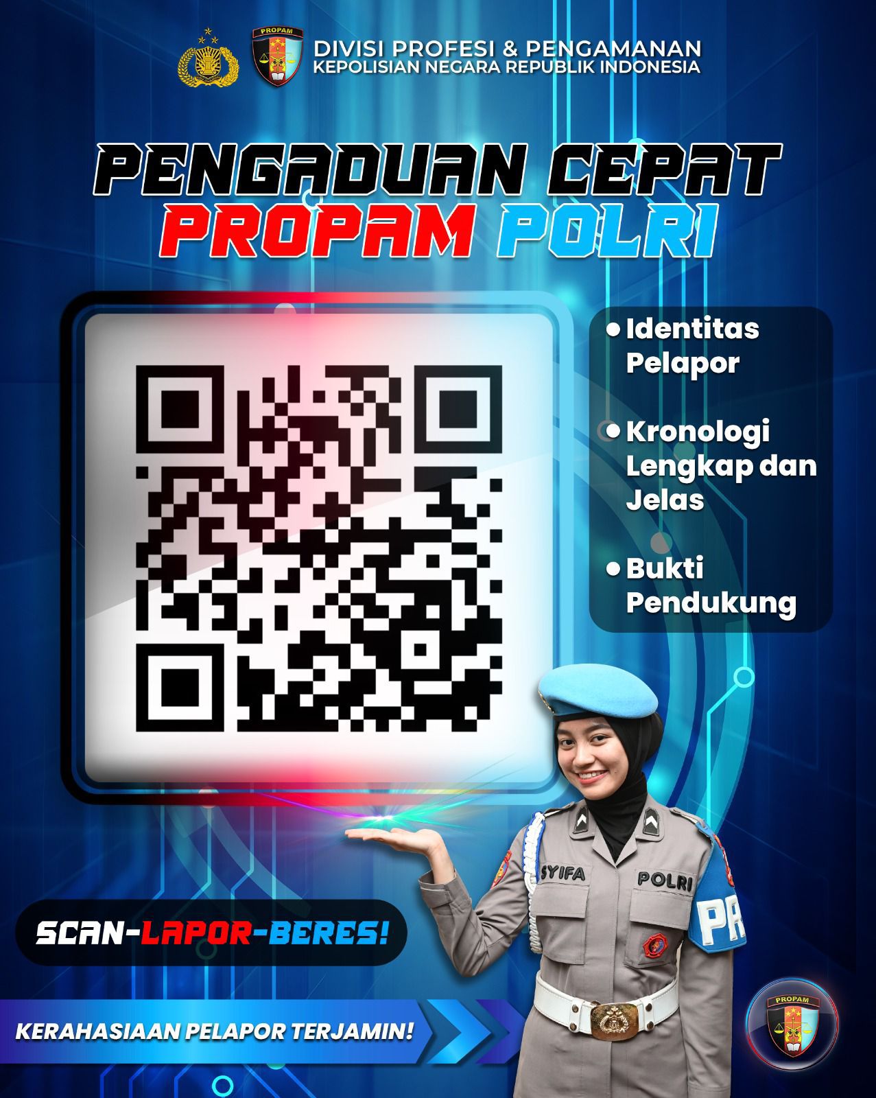 Propam Polri resmi meluncurkan layanan pengaduan digital yang memungkinkan laporan disampaikan lebih cepat, mudah, dan transparan.