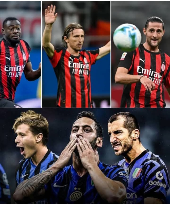 Barisan gelandang AC Milan dan Inter Milan.
