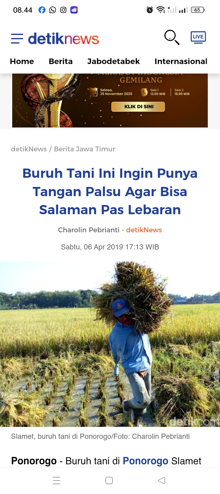 Suradji, seorang buruh petani dan penjual bambu asal Trenggalek Jawa Timur Suradji mengejutkan satu kampung gara-gara menang lotre.