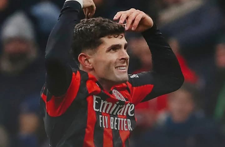 Christian Pulisic, striker AC Milan yang kemungkinan absen saat menghadapi Lazio karena cedera saat sesi latihan.