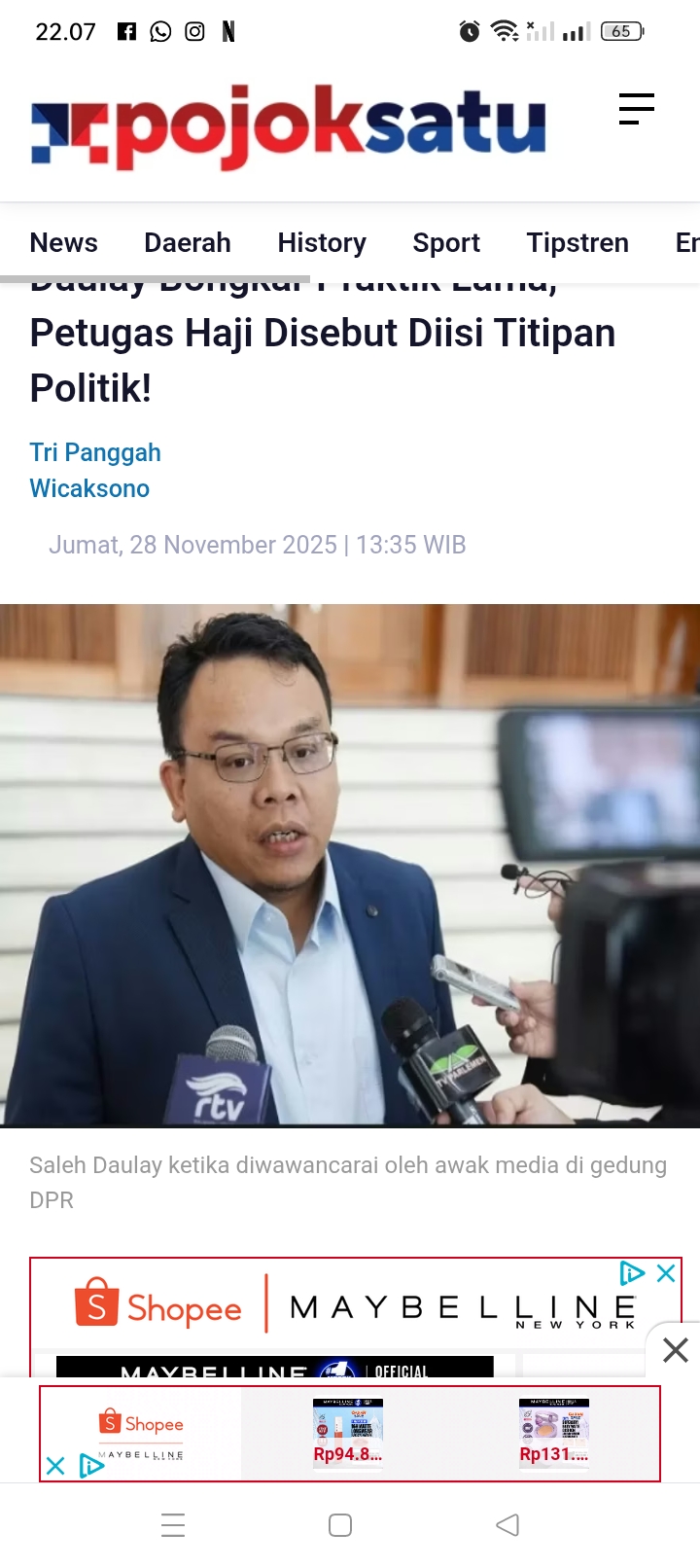 Usulan menarik dari Anggota Baleg DPR RI Saleh Partaonan Daulay tentang petugas haji 2026, dimana sebaiknya kuota petugas haji 50 persen diserahkan ke TNI dan Polri.
