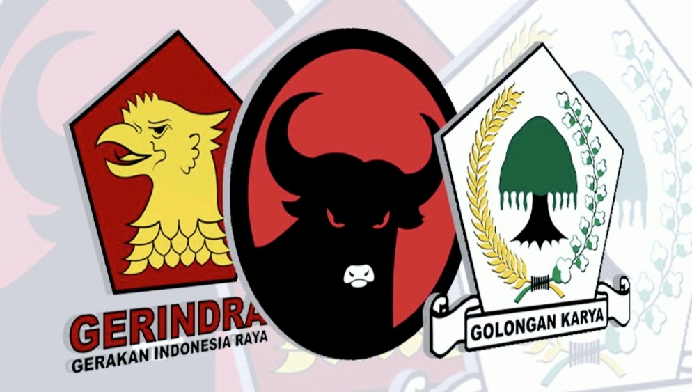 Logo Partai Gerindra, PDIP, dan Golkar