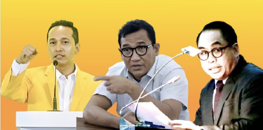 Sekretaris DPD I Golkar NTB Firadz Pariska (kiri), Wakil Ketua DPD PDIP NTB R Nuna Abriadi (tengah) dan Ketua OKK DPD Gerindra NTB Sudirsah Sujanto (kanan).