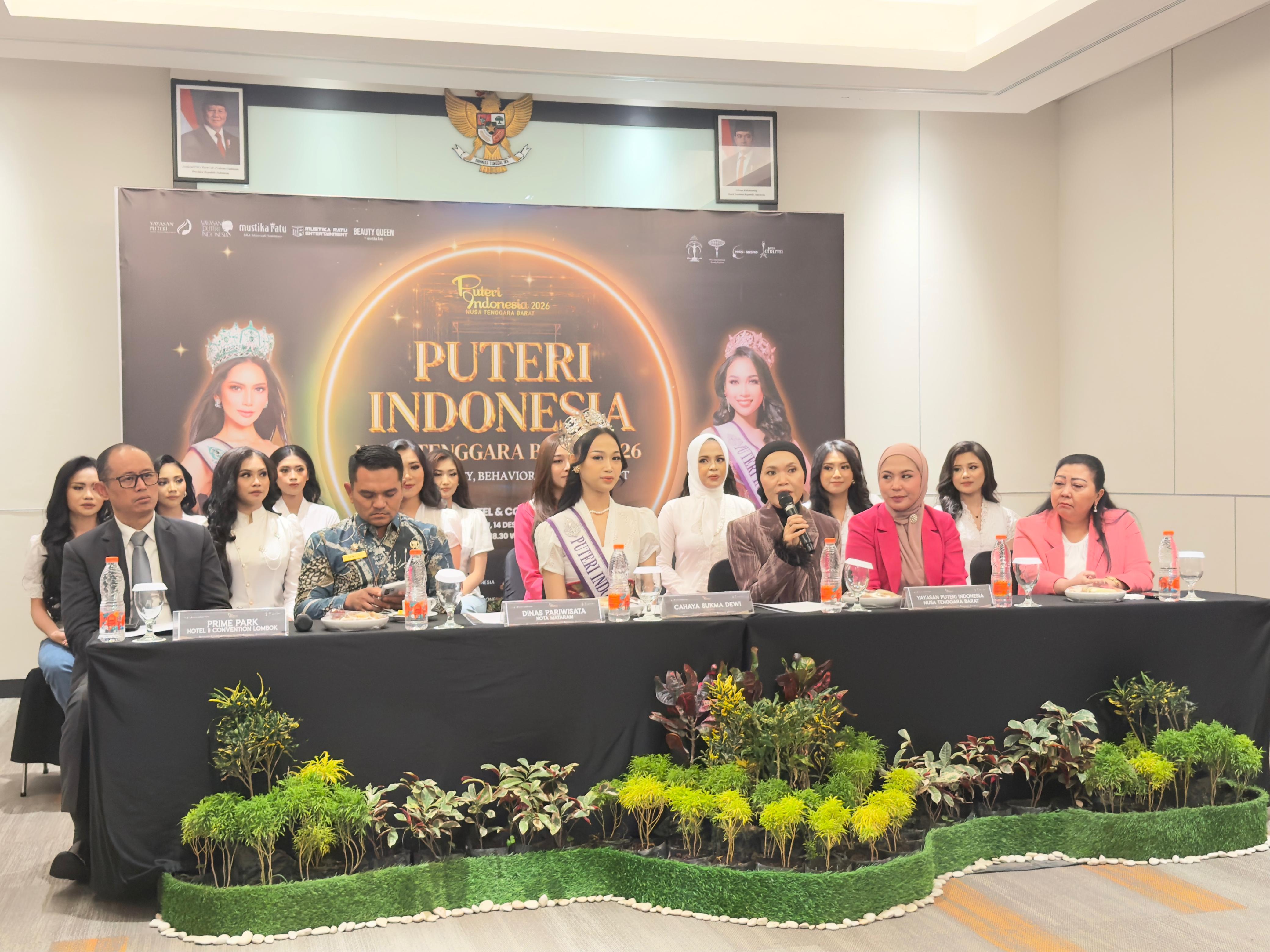 Suasana temu media menuju perhelatan malam puncak Pemilihan Puteri Indonesia NTB Tahun 2026, di Mataram, Kamis (11/12).