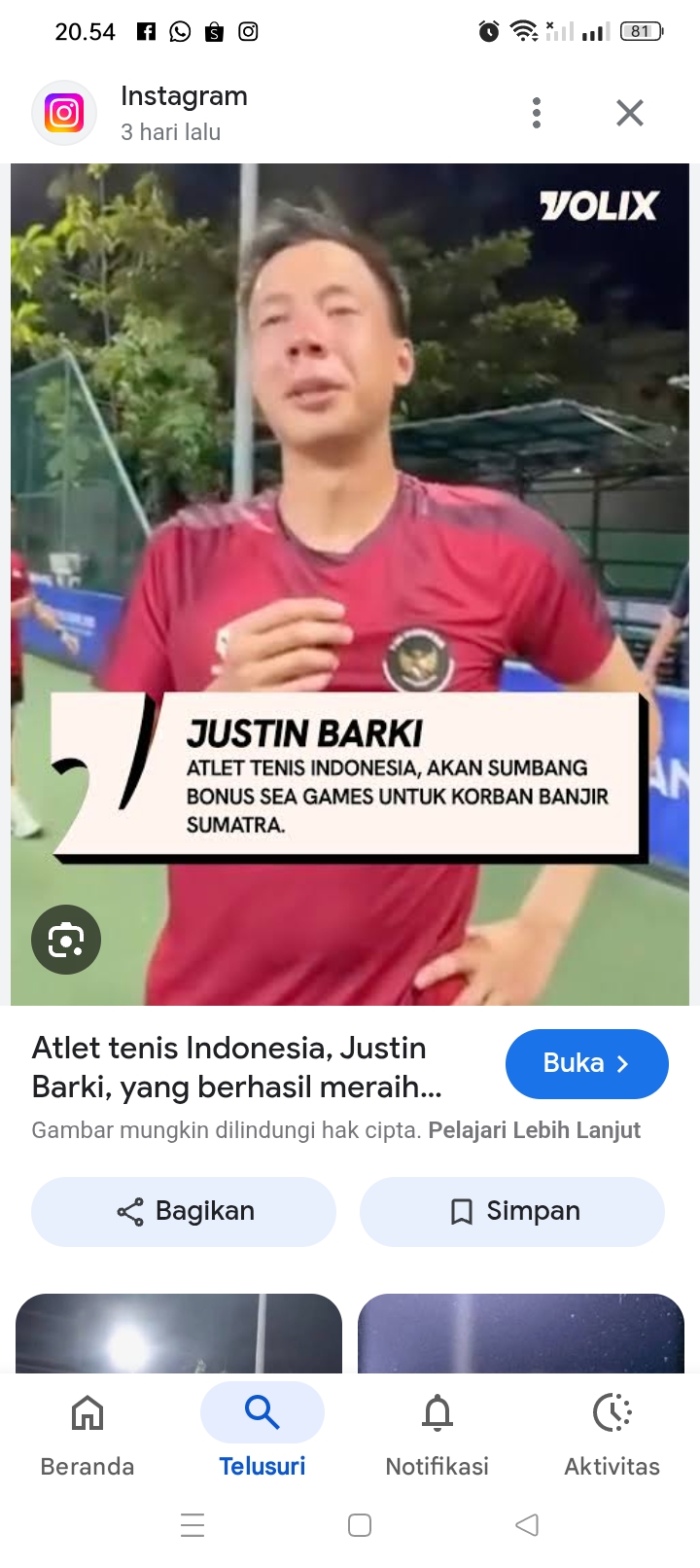 Petenis Justin Barki meraih Medali Emas di SEA Games 2025, Bonus Rp1 M dia niatkan untuk donasi korban bencana Sumatera.
