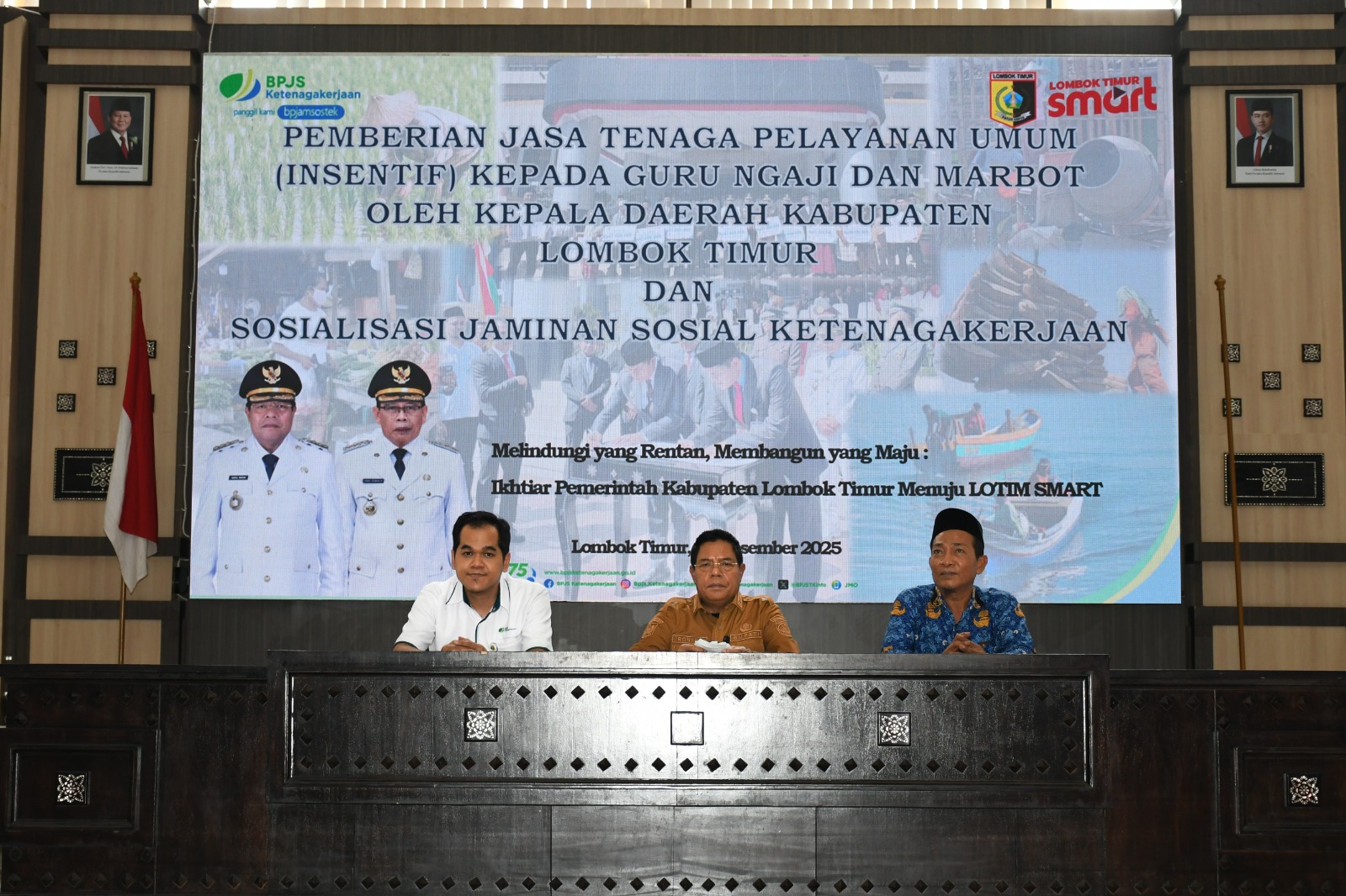 saat pemberian insentif kepada guru ngaji dan marbot dan sosialisasi BPJS Ketenagakerjaan, Senin (22/12).