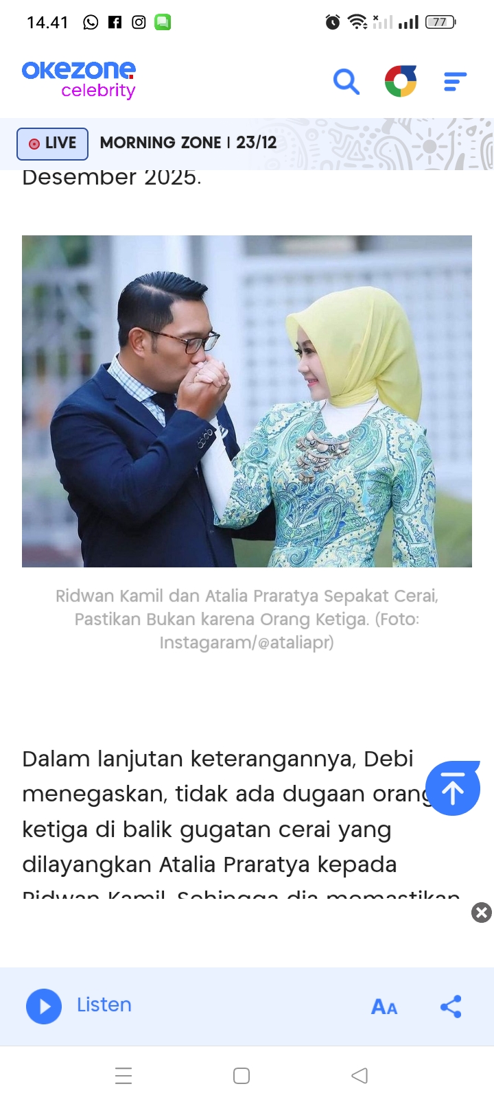 Di tengah proses perceraiannya yang menuai perhatian publik, Atalia hadir dalam peresmian rute penerbangan perdana Bandung-Semarang di Bandara Husein Sastranegara mau buka suara.