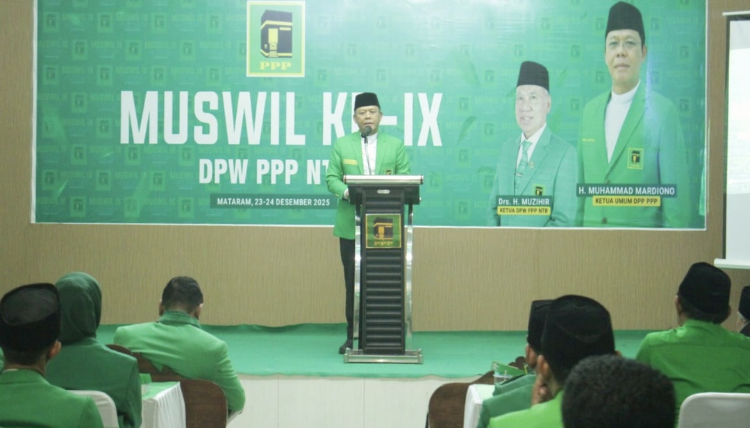 Ketua Umum PPP Muhamad Mardiono menyampaikan arahan sekaligus membuka Musyawarah Wilayah (Muswil) ke-9 DPW PPP NTB, Rabu (24/12).