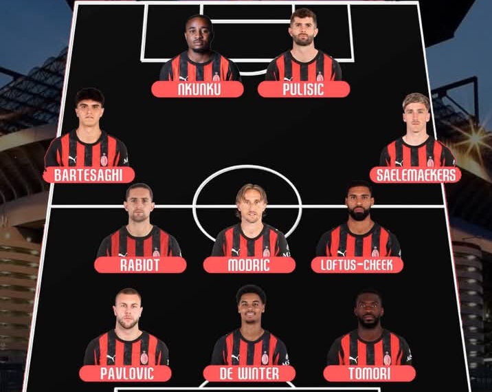 Susunan pemain AC Milan saat membantai Hellas Verona 3-0.