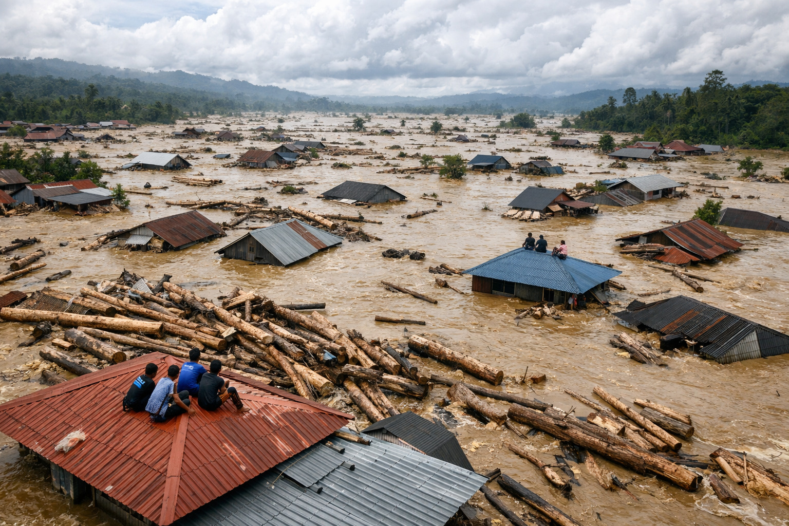 Ilustrasi Banjir di Sumatera.