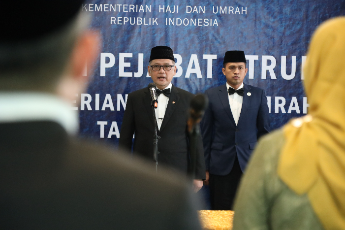 Menhaj lantik pejabat baru Kemenhaj. Fokuskan kesiapan total penyelenggaraan haji 2026, dari asrama, petugas, hingga layanan jamaah.