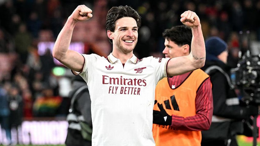 Declan Rice tampil gemilang saat Arsenal melawan Bournemouth.