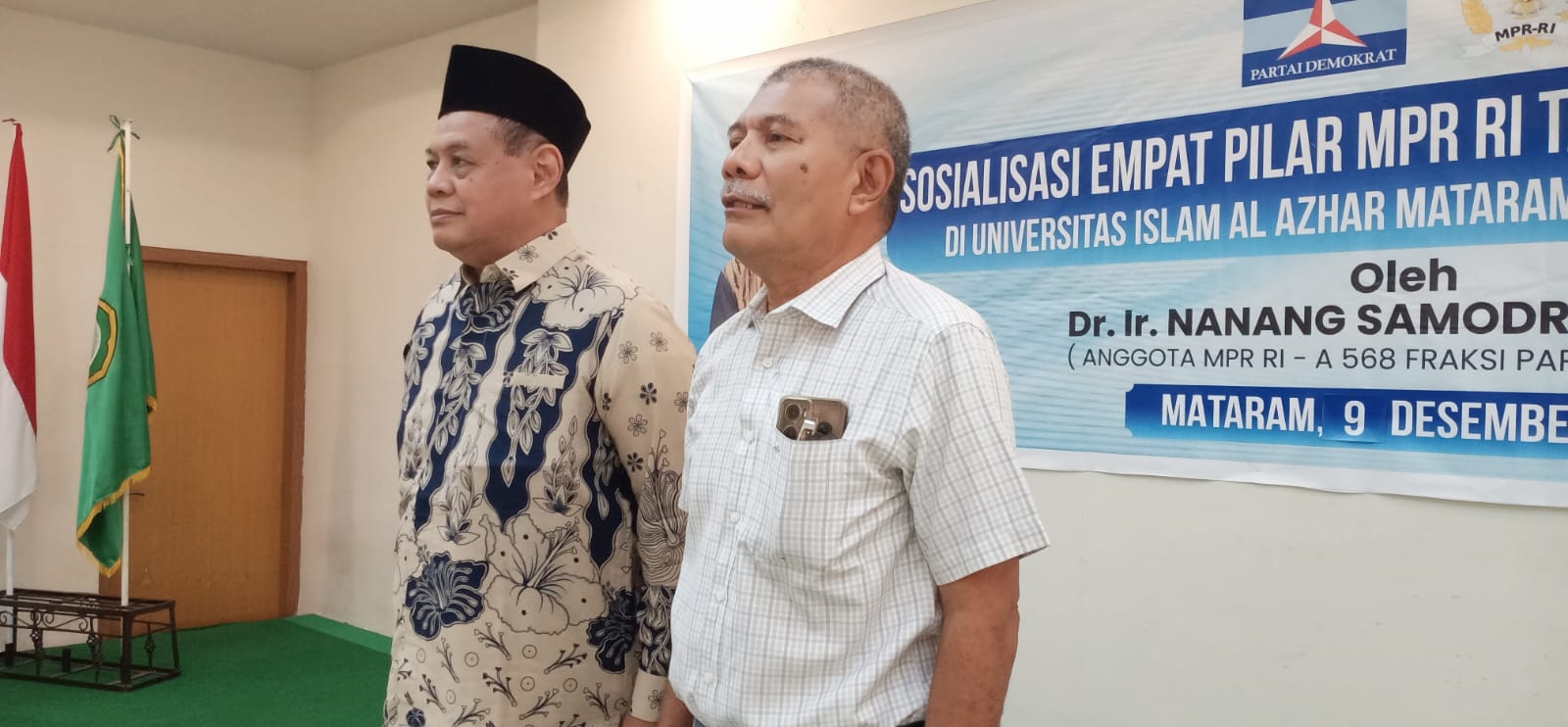 Anggota MPR RI Dr H Nanang Samodra saat sosialisasi empat pilar MPR RI, Selasa 9 Desember 2025, pagi.