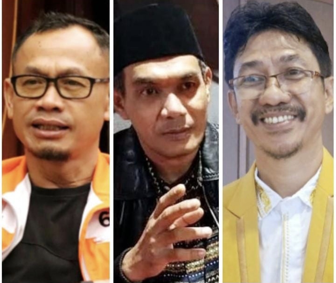 Ketua Exco Partai Buruh NTB Lalu Wira Sakti (kiri) Sekretaris PKN Abdul Hakim (tengah) Ketua DPD Hanura NTB Ahmad Dahlan. Partai non parlemen membentuk koalisi