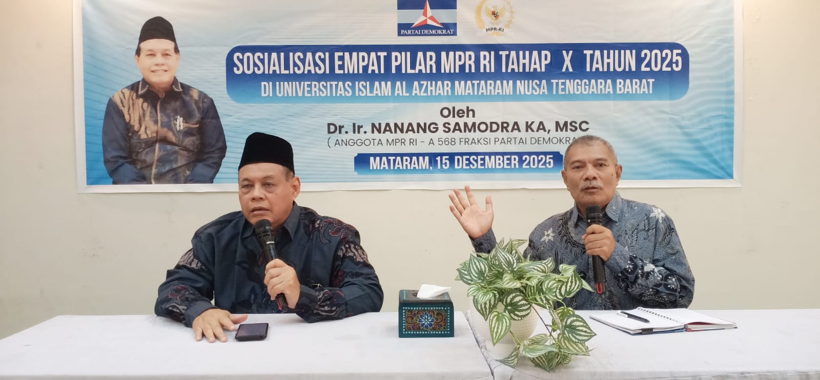 Anggota MPR RI Dr H Nanang Samodra melakukan Sosialisasi 4 Pilar MPR RI Tahap X, Kondisi Sebelum Kemerdekaan Indonesia, Senin siang 15 Desember 2025, di Universitas Islam Al Azhar, Kota Mataram.