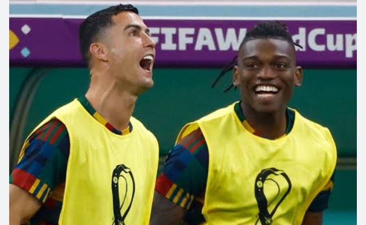 DUET: Rafael Leao, bintang AC Milan bersama Christiano Ronaldo saat membela timnas Portugal. (Istimewa) 