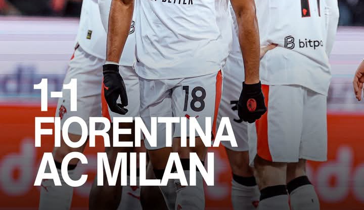 Hasil akhir pertandingan Fiorentina vs AC Milan 1-1.