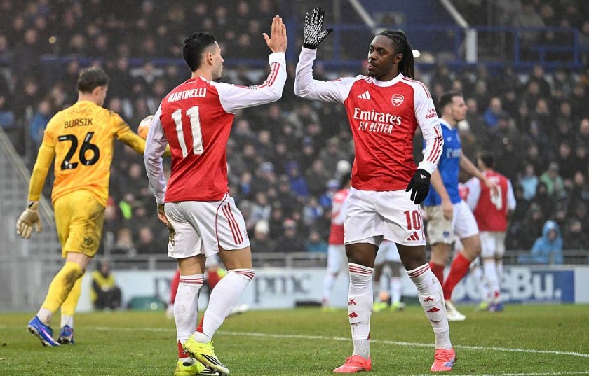 Gabriel Martinelli mencetak hattrick saat melawan Portsmouth di FA Cup.