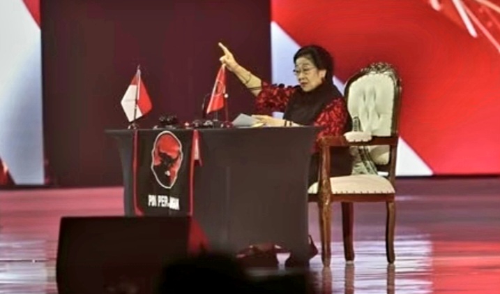 Ketua Umum PDIP Megawati Soekarnoputri pidato di arena Rakernas I PDI Perjuangan 2026 yang digelar di Beach City International Stadium (BCIS), Ancol, Jakarta Utara.