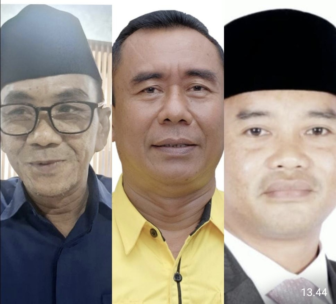 Gerindra, Golkar, dan Demokrat membela mutasi dan demosi yang dilakukan Gubernur. Sekretaris Fraksi Demokrat Syamsul Fikri (kiri), Anggota Fraksi Golkar Harwoto, Ketua Fraksi Gerindra Lalu Wirajaya.