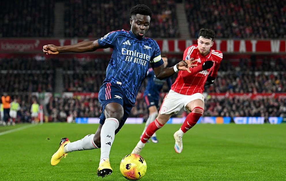 Bukayo Saka menjadi salah satu pemain kunci Arsenal saat menghadapi Inter Milan di Liga Champions.
