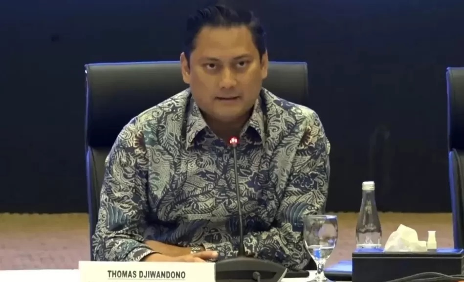 Thomas Djiwandono disetujui Komisi XI DPR RI sebagai Deputi Gubernur Bank Indonesia, menggantikan Juda Agung. (Nurul Fitriana/JawaPos.com)