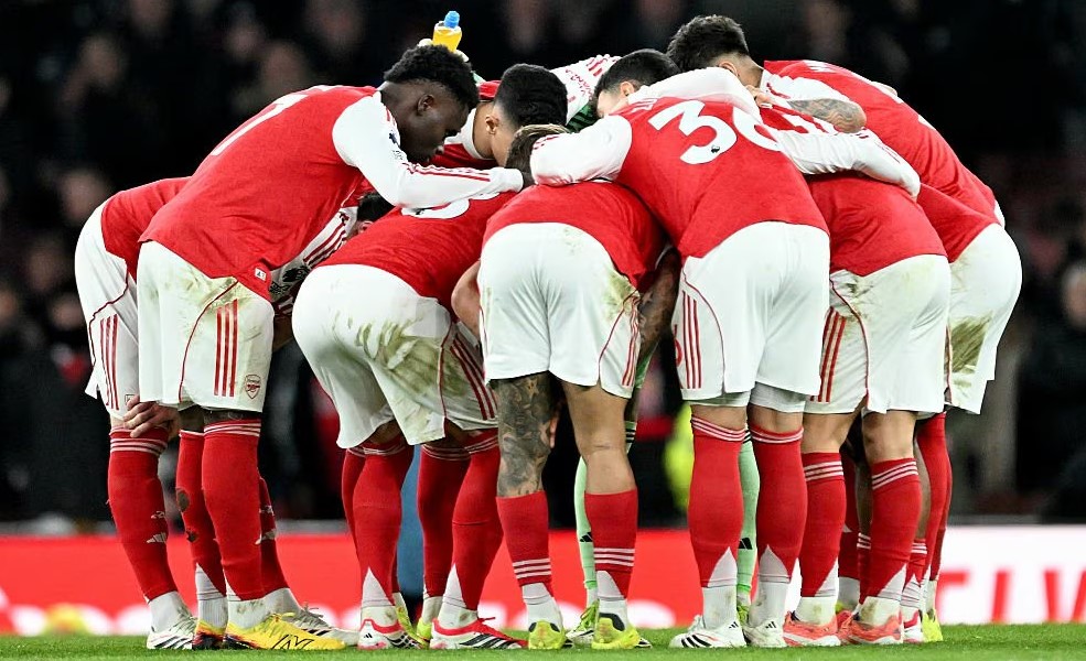 Pemain Arsenal saat bersiap menghadapi Manchester United dalam lanjutan Liga Inggris.