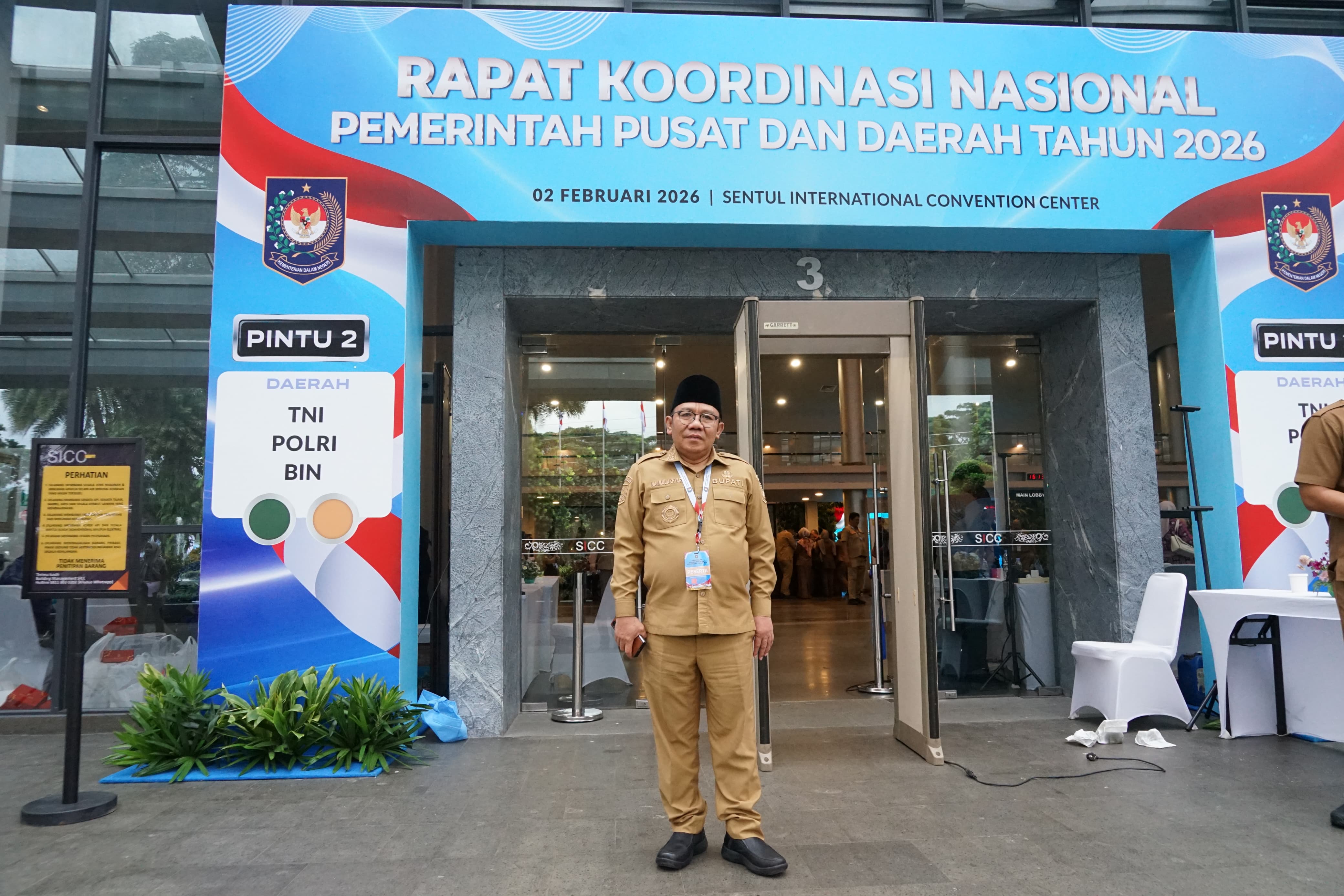 Bupati Najmul Akhyar saat menghadiri Rakornas di Jakarta.