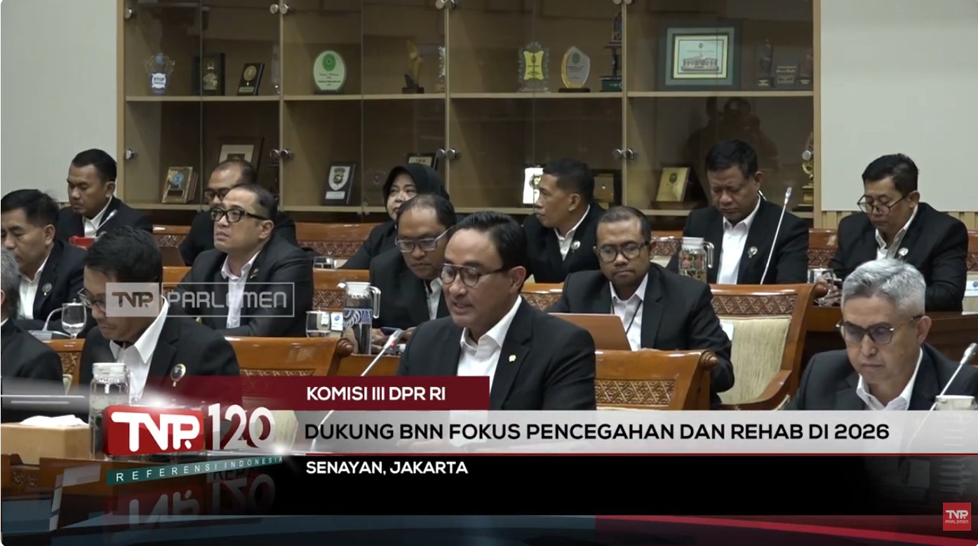 Komisi III DPR RI : Dukung BNN Fokus Pencegahan Dan Rehab Di 2026. (Tangkapan Layar Youtube TVR Parlemen)