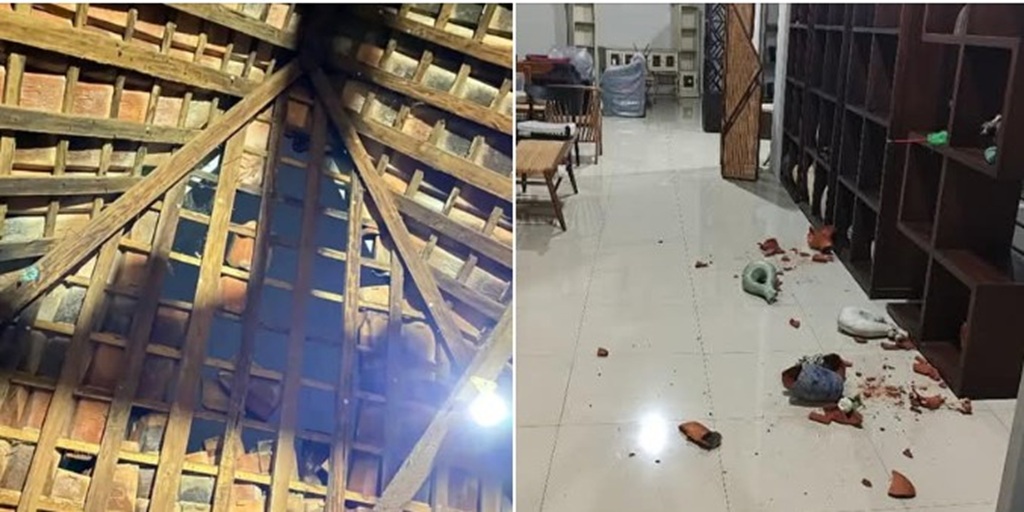 Beberapa rumah yang terdampak gempa pacitan tadi pagi. (Facebook Daryono)
