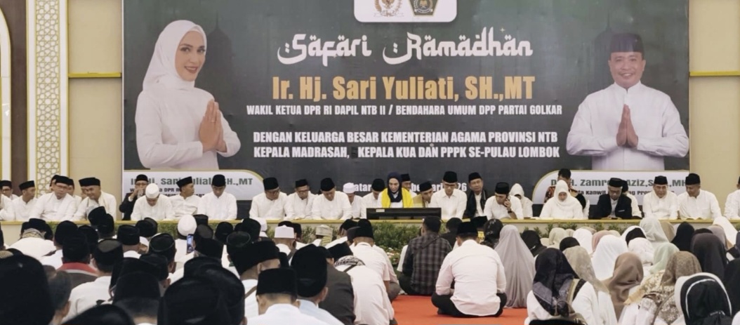 Wakil Ketua DPR RI Sari Yuliati hadir dalam momen Safari Ramadan yang dihadiri ribuan guru madrasah swasta di Asrama Haji NTB, Sabtu malam (28/2).